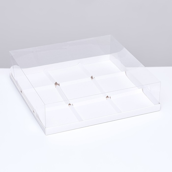 Коробка для муссовых пирожных 9 штук 30x30x8, Белый набор пирожных муссовых арт торт ассорти 400 г