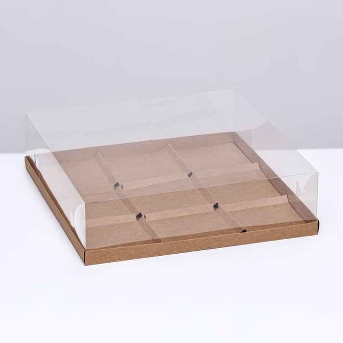 

Коробка для муссовых пирожных 9 штук 30x30x8, Крафт