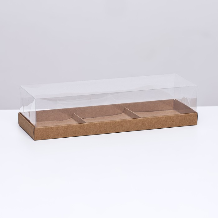 

Коробка для муссовых пирожных 3 штуки, 26x8,5x6 Крафт