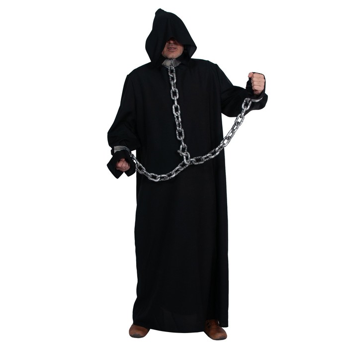 Карнавальный костюм «Призрак в кандалах», р. 52–54, рост 182 см, чёрный костюм взрослый призрак черный в кандалах 52 54