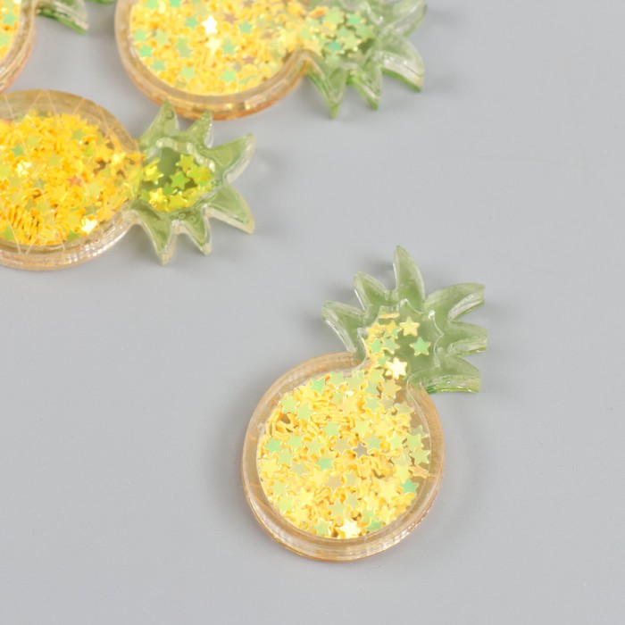 фото Шейкер для творчества акрил "ананас" с глиттером 0,5х2,4х4 см арт узор