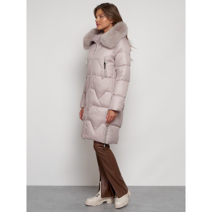 Пальто утепленное зимнее женское, размер, цвет светло-коричневый