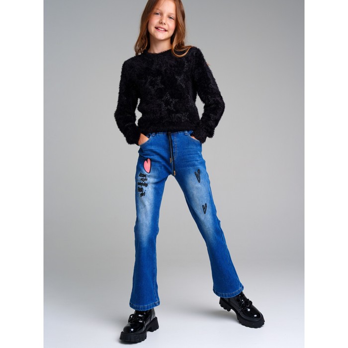 Брюки джинсовые утепленные для девочки, рост 152 см