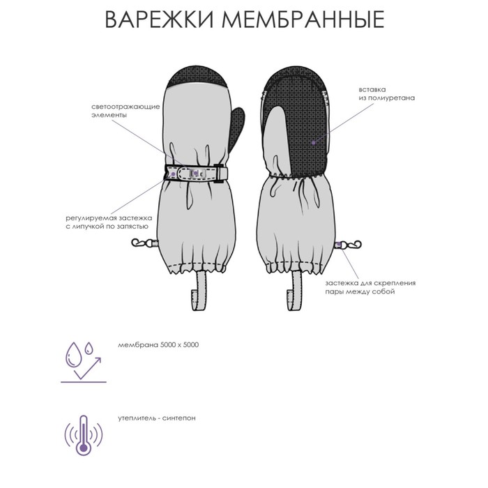 

Варежки для мальчика, размер 11