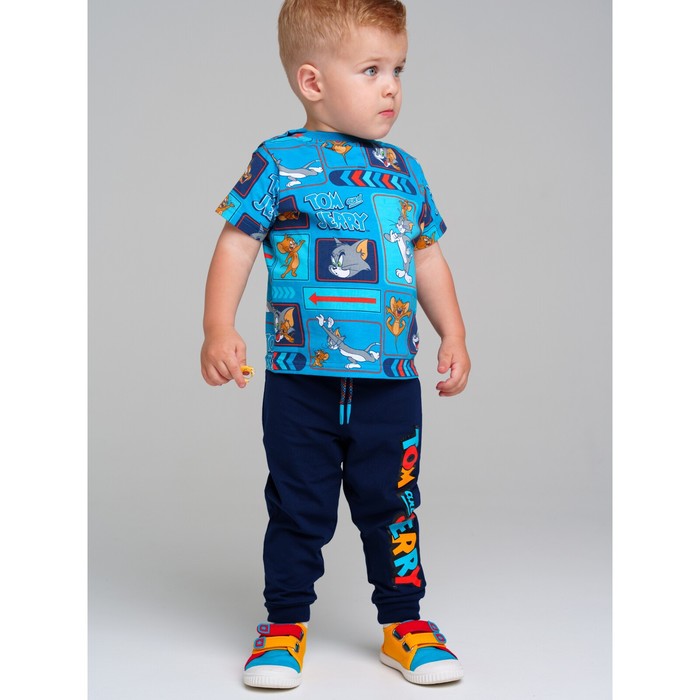фото Комплект для мальчика: футболка, брюки, рост 80 см playtoday