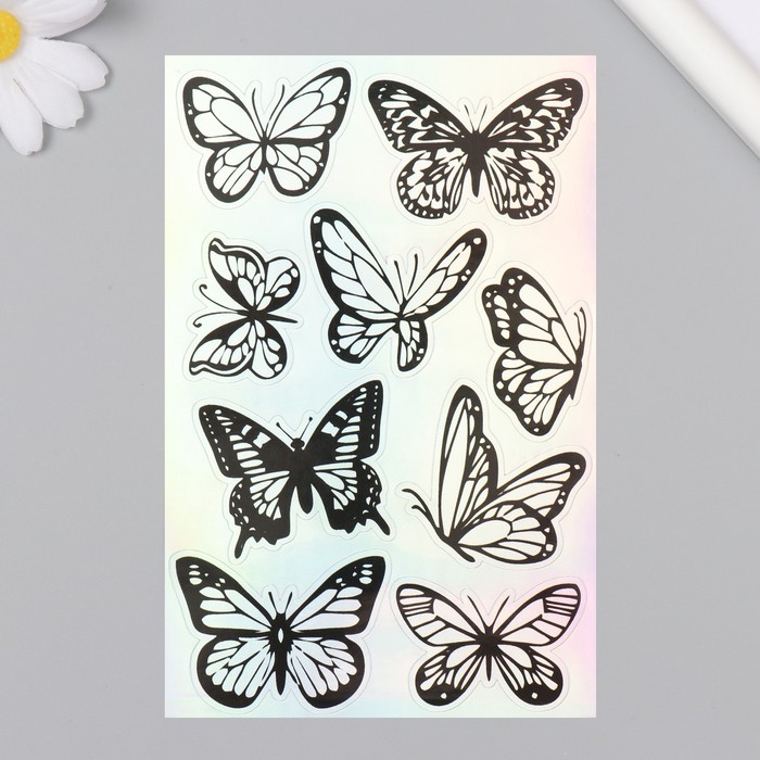 Голографические наклейки (стикеры) Бабочки 10х15 см, 5-215 цена и фото