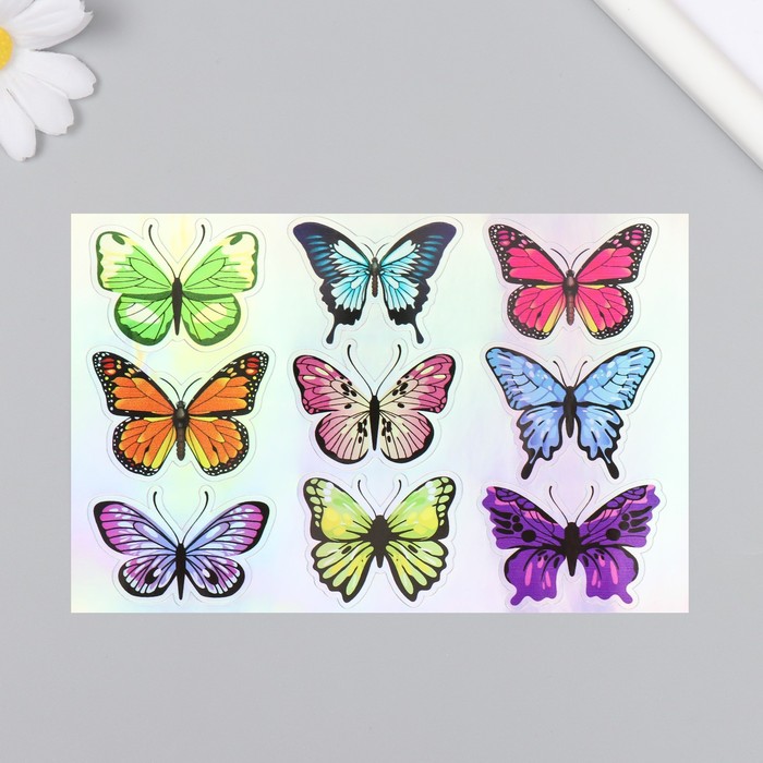цена Голографические наклейки (стикеры) Бабочки 10х15 см, 5-216