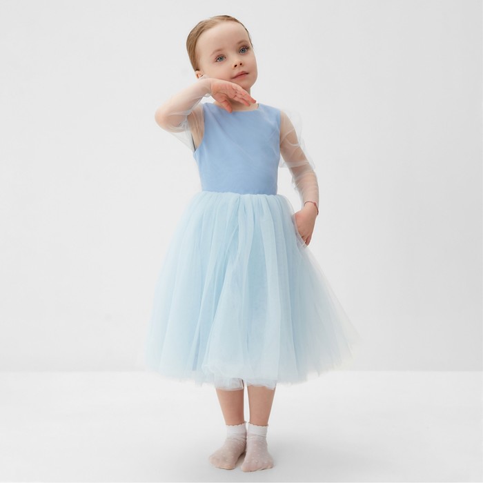Платье нарядное детское MINAKU: PartyDress, цвет голубой, рост 104 см платье нарядное детское minaku partydress цвет чёрный рост 104 см