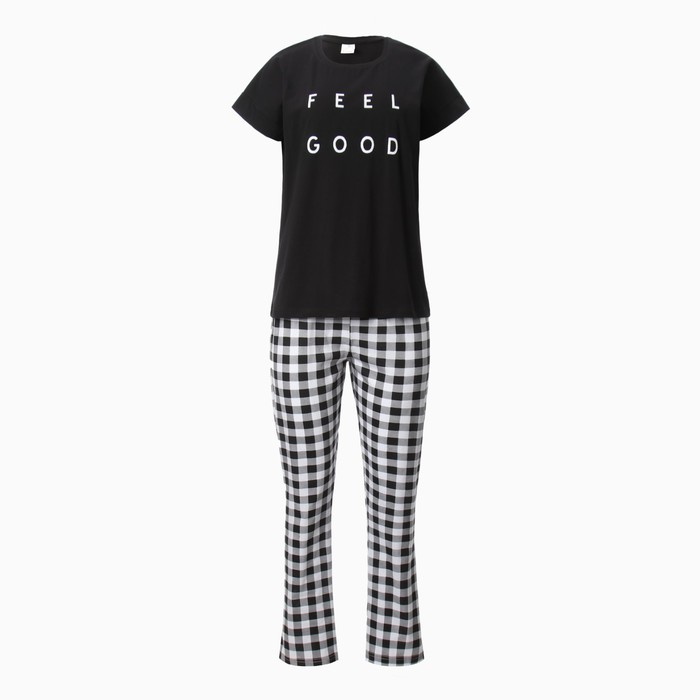 

Комплект женский домашний Feel good (футболка, брюки), цвет чёрный, размер 46