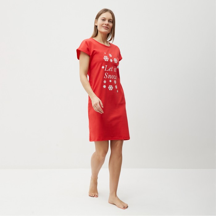 Туника (платье) домашнее женское, цвет красный, размер 48