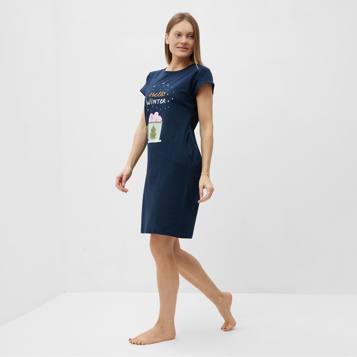 Платье домашнее женское НГ, цвет т.синий, размер 48