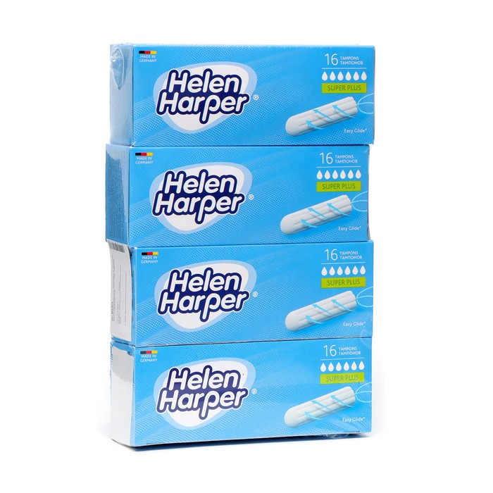 Тампоны безаппликаторные Helen Harper, Super Plus, 16 шт (4 упаковки)
