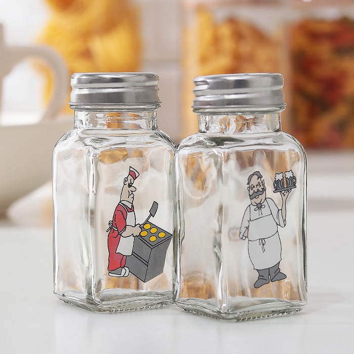 Набор для специй 50 мл "Повар" 9 см, 2 шт, цвет МИКС