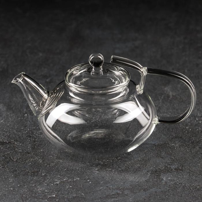 чайник стеклянный заварочный вдохновение 850 мл с металлическим ситом цвет чёрный Чайник стеклянный заварочный с металлическим ситом «Мария», 400 мл