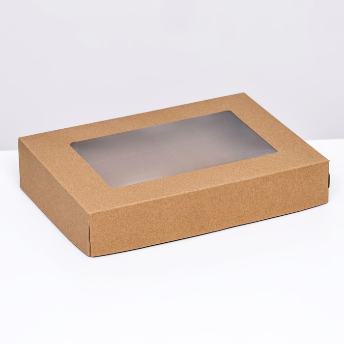 Коробка складная, с окном, крафт, 28 х 20 х 5 см коробка складная с окном крафт 15 х 10 х 8 5 см