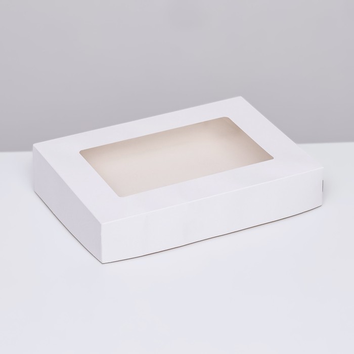 Коробка складная, с окном, белая, 28 х 20 х 5 см коробка складная с окном клетка 20 х 12 х 4 см
