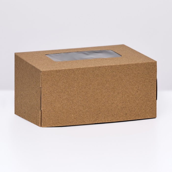 Коробка складная, с окном, крафт, 15 х 10 х 7 см коробка складная с окном крафтовая 15 х 10 х 7 см
