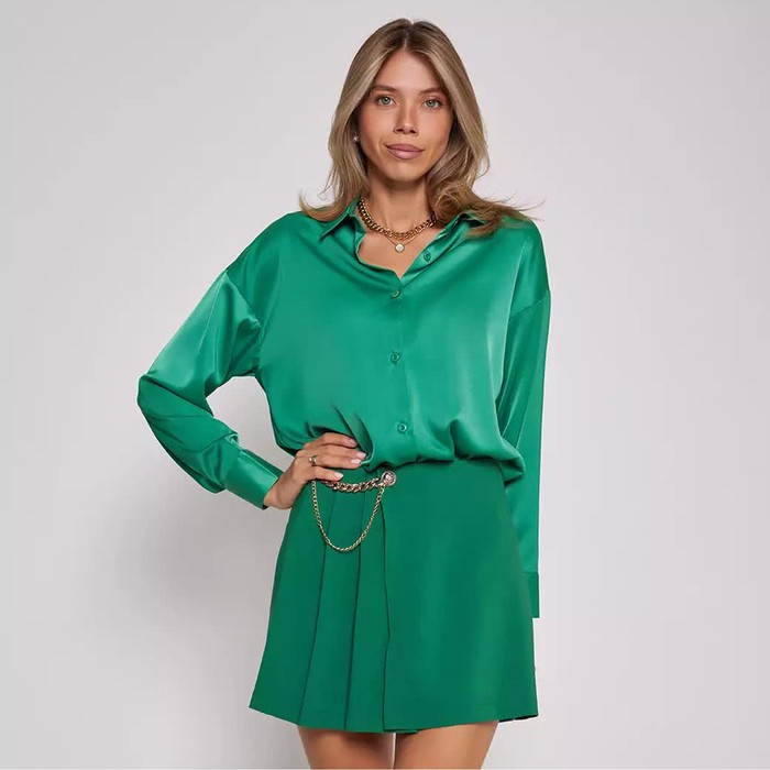 Рубашка женская, цвет зелёный, размер М (44)