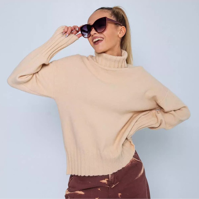 Свитер женский, цвет бежевый, размер ONE SIZE (46-50) свитер размер one size 42 50 бежевый
