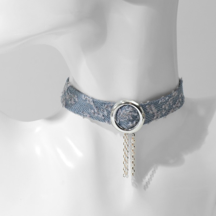 Чокер «Джинс» кольцо с цепочками, цвет голубой, 36 см