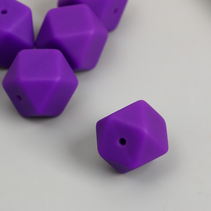 Бусина силикон Многогранник виноградный пурпур d=1,7 см