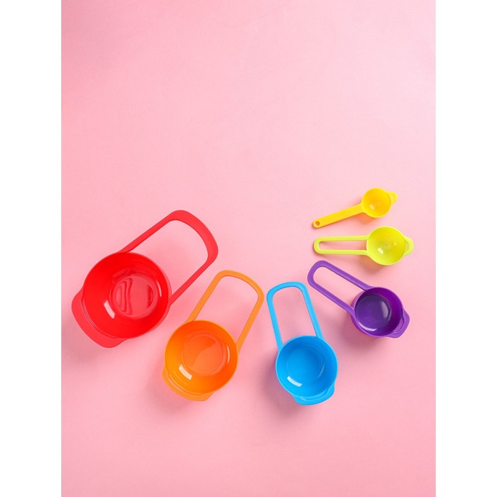 Набор мерных ложек "Креатив", 6 шт: 250 мл,125 мл, 85 мл, 60 мл,15 мл,7,5 мл, цвета МИКС