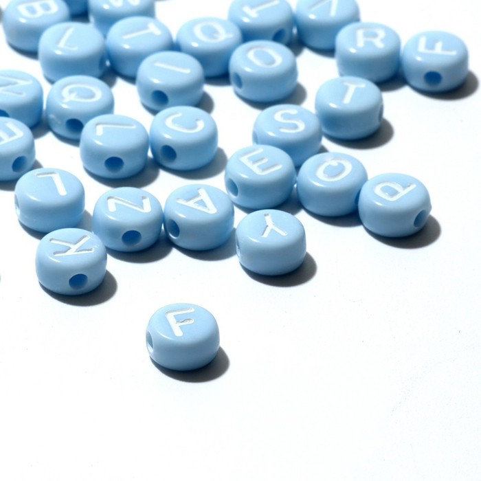 

Бусина из акрила «Буквы английские» МИКС, 7×4 мм, набор 10 г, цвет серый