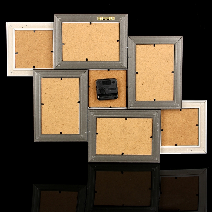 Фоторамка на 6 фото с часами "Чёрно-белое" 10х10, 10х15 см