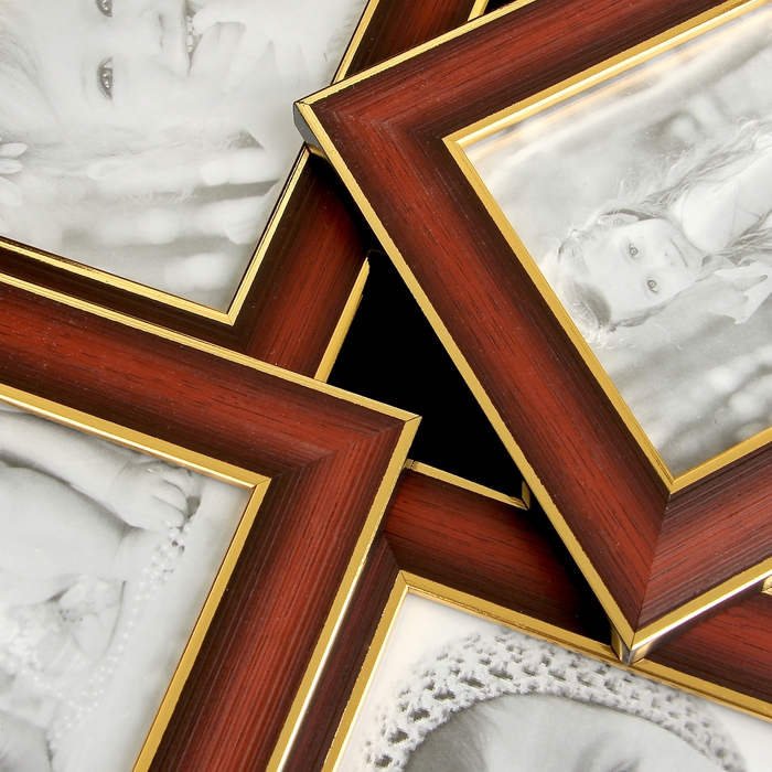 Фоторамка на 9 фото "Солнце" коричневая, 10х15, 10х10 см