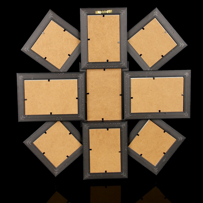 Фоторамка на 9 фото "Солнце" коричневая, 10х15, 10х10 см