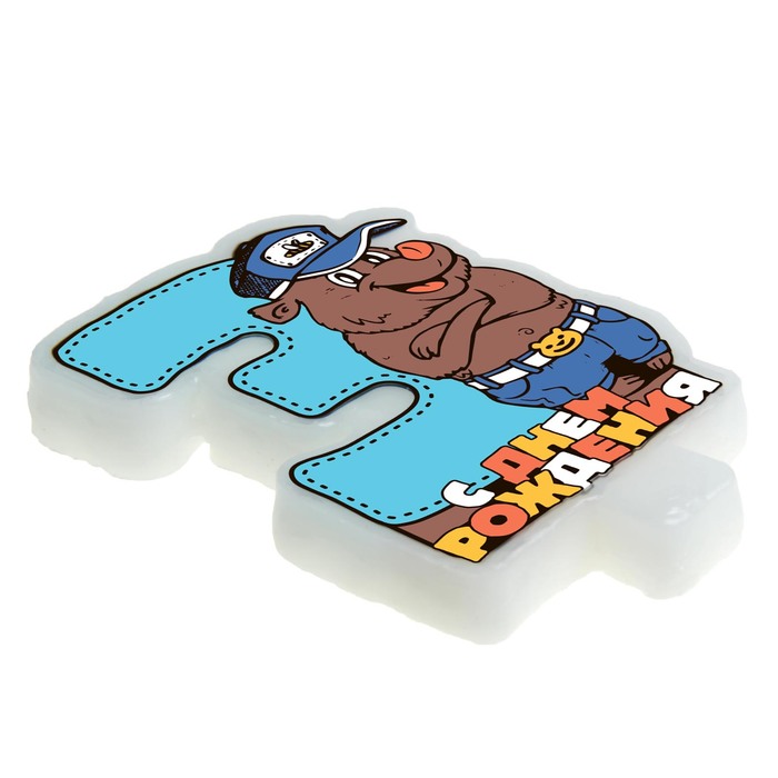 Свеча в торт "Медведь" цифра "3"