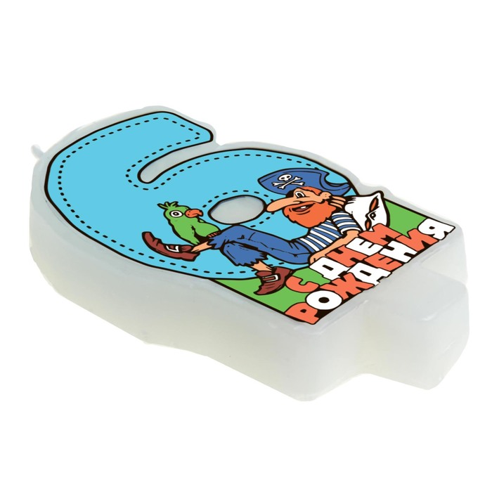 Свеча в торт "Пират" цифра "6"