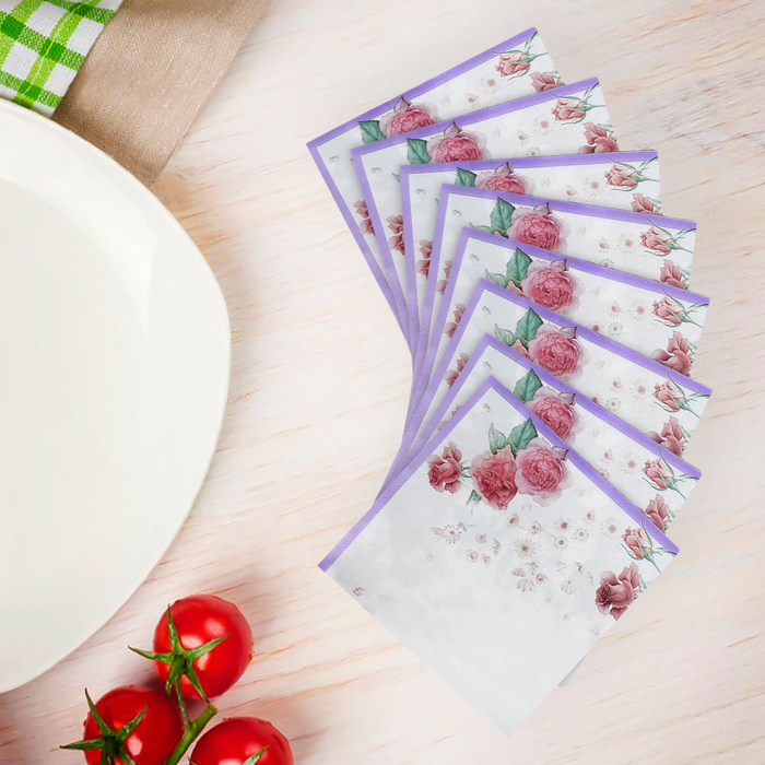 Салфетки бумажные (набор 20 шт) 33*33 см "Розы и лилии"