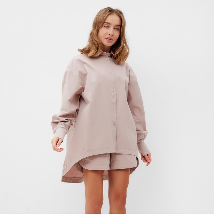 

Комплект женский (рубашка, шорты) MINAKU: Oversize цвет серо-розовый, р-р 48