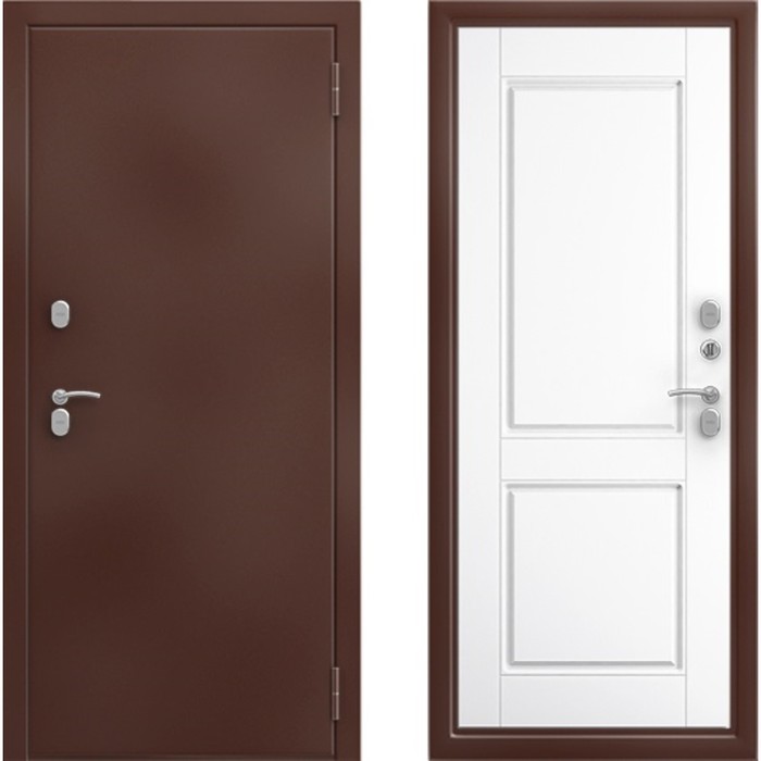фото Входная дверь «сибирь 3к термо ромео», 870×2050 мм, правая, коричневый молоток / белый берлога