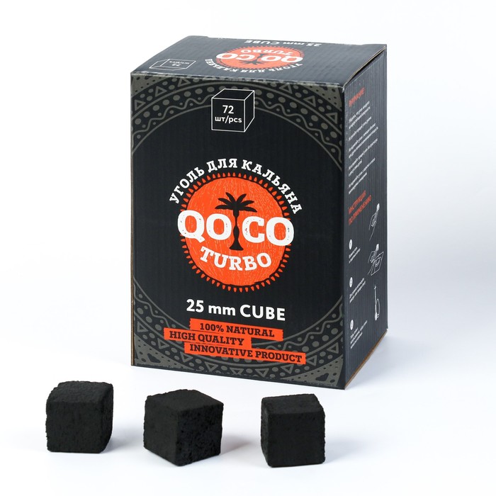 

Уголь для кальяна QOCO TURBO XL, 72 кубика
