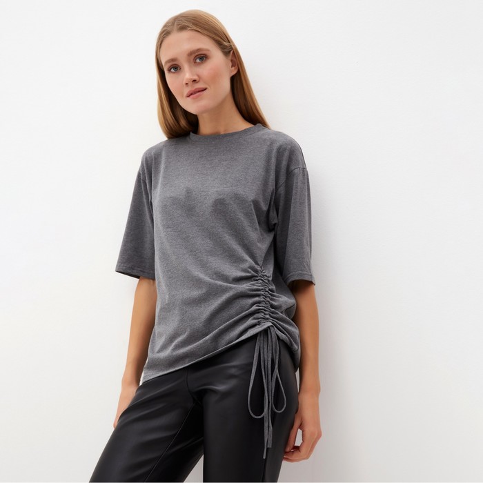 

Футболка женская с кулиской MINAKU REGULAR FIT: цвет серый, р-р 46