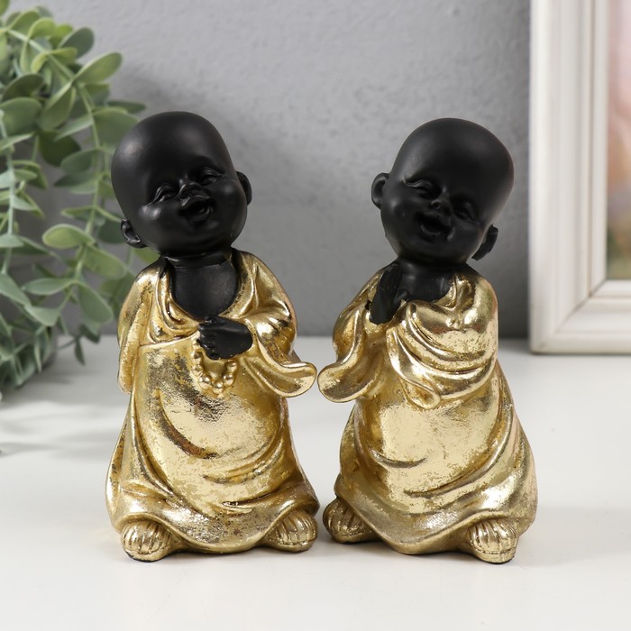 Сувенир полистоун Маленький Будда в золотом. Радость МИКС 6х5,6х13 см
