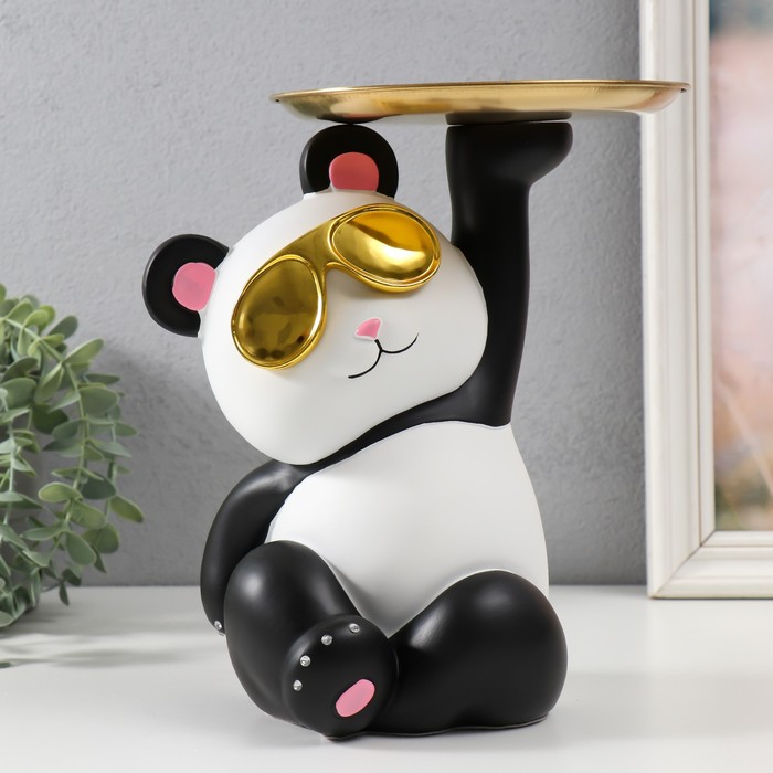 Сувенир полистоун Панда с золотой подставкой 22,5х17х25,2 см сувенир полистоун панда летит на воздушном шарике 47х16 5х16 5 см