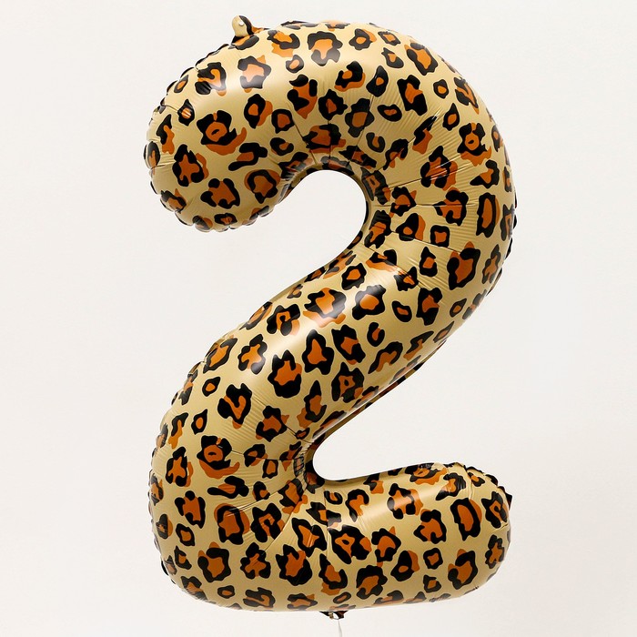Шар фольгированный 32 «Цифра 2», цвет леопард шар фольгированный 32 цифра 2 цвет золотой