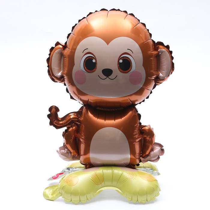 цена Шар фольгированный 15 «Милая обезьянка», с подставкой