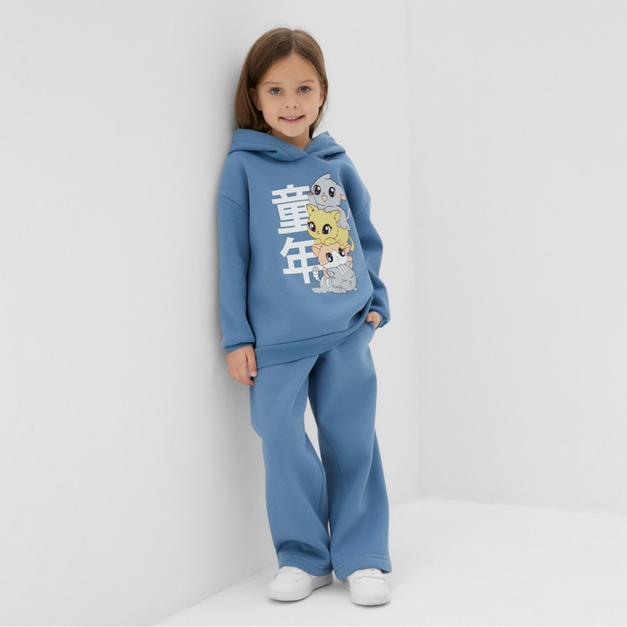 фото Толстовка детская с начёсом kaftan р.30 (98-104), голубой