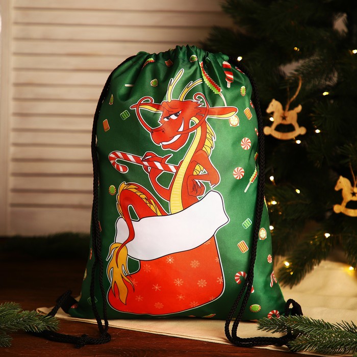 Мешок-рюкзак новогодний на шнурке, цвет зелёный мешок рюкзак новогодний на шнурке цвет синий разноцветный