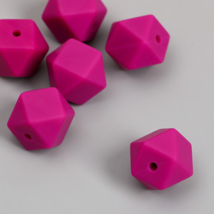 Бусина силикон Многогранник пурпурная d=1,4 см