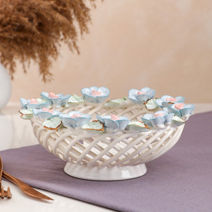 Конфетница "Поляна" плетенка, микс