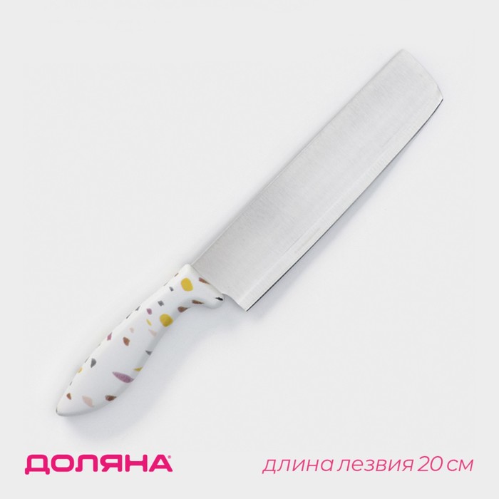 цена Нож - топорик кухонный Доляна Sparkle, лезвие 20 см, цвет белый