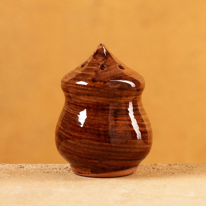 Солонка Риштанская керамика Акташ, 100 мл, коричневая шкатулка риштанская керамика акташ 12х7см