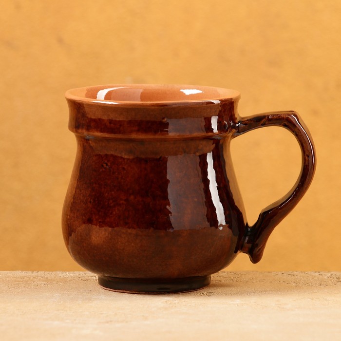 Кружка Риштанская керамика Акташ, коричневая 330 мл
