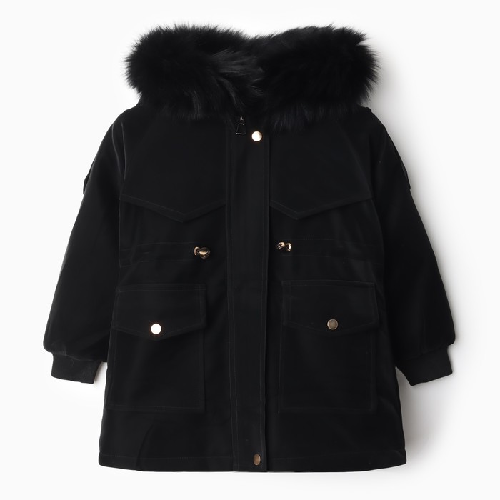 Куртка зимняя для девочек, цвет чёрный, рост 116-122 см