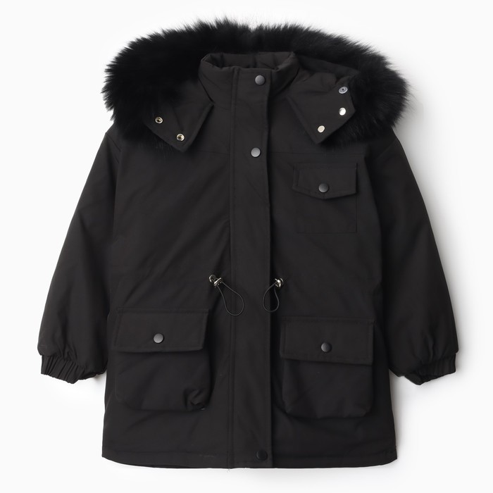 Куртка зимняя для мальчиков, цвет чёрный, рост 104-110 см
